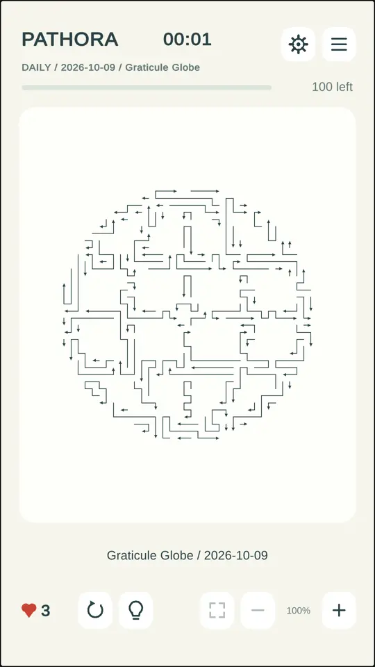 A daily puzzle arranged into a globe shape